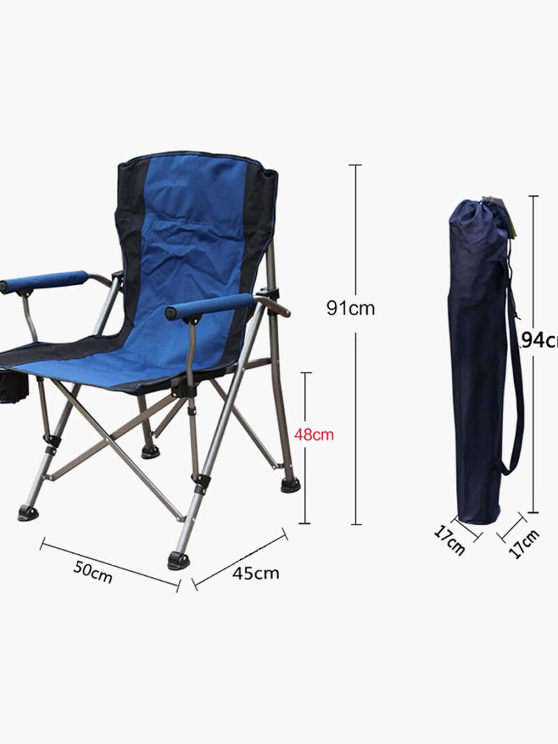 Scaun de camping portabil, pliabil, 136 kg, suport pentru pahare, navy - imagine 3