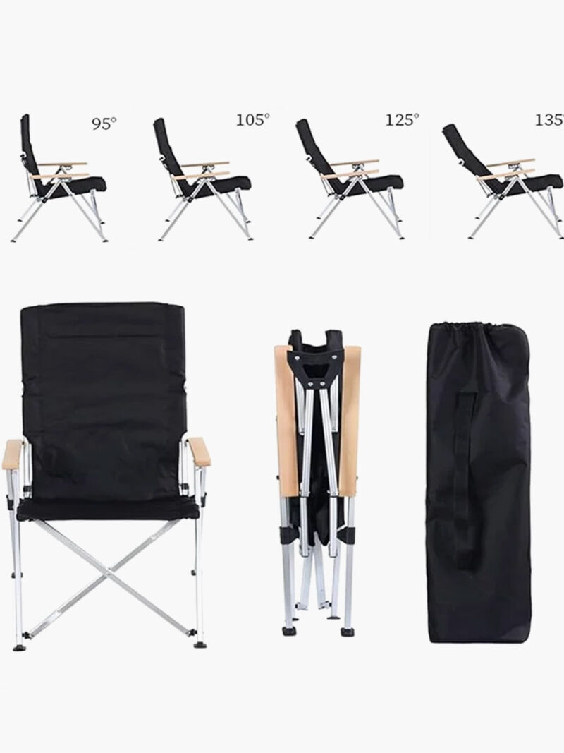 Scaun de camping, reglabil, black - imagine 3